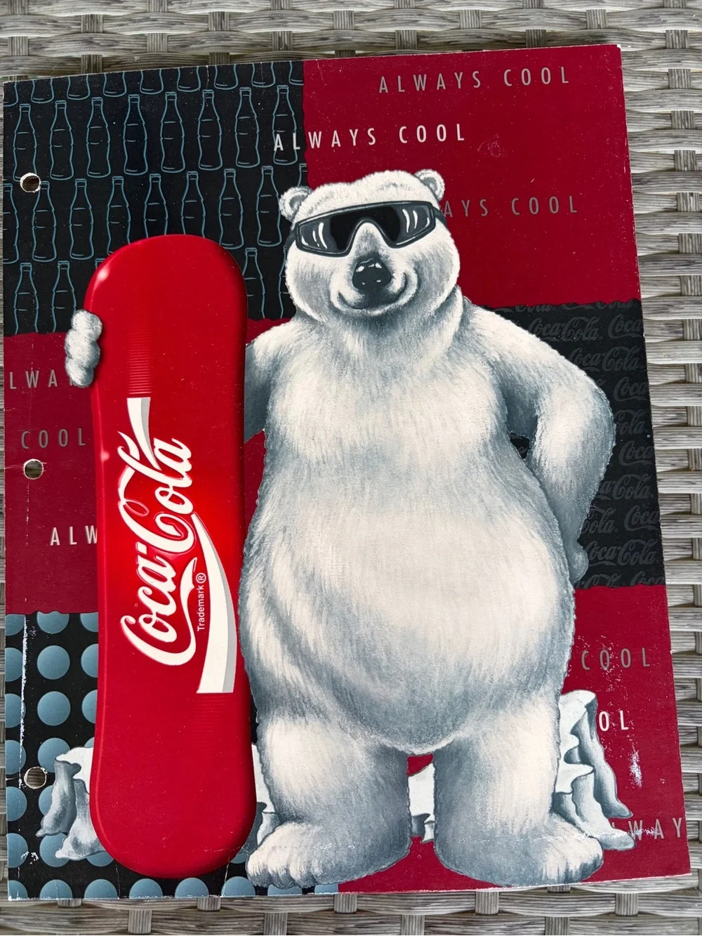 Vintage TWO Coca-Cola Red & Black Polar Bear Folders